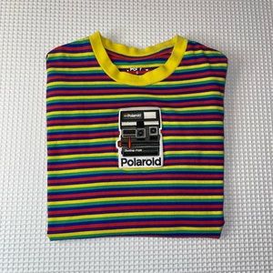 Vintage Polaroid Colorful Striped T Shirt